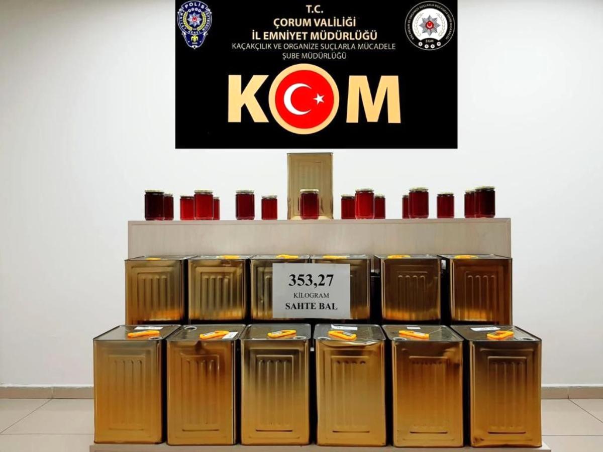 Çorum'da 353 kilo sahte bal ele geçirildi