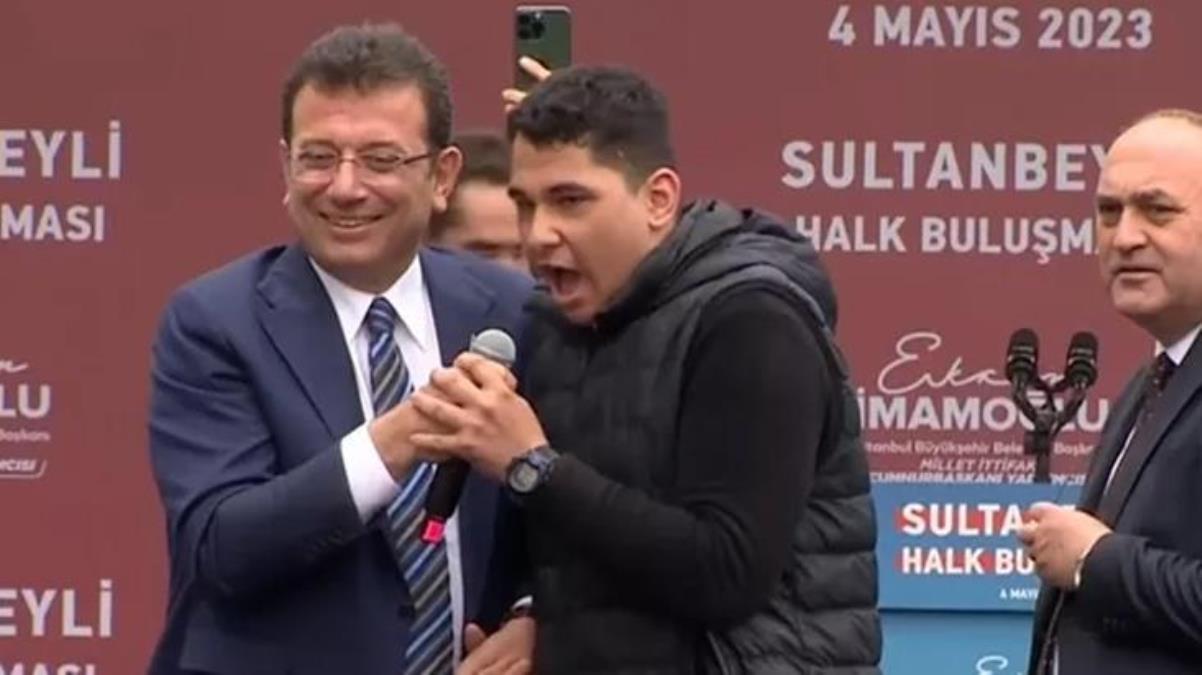 İmamoğlu, gencin söylediğini duyunca mikrofonu hemen geri aldı: Kerata başına iş alacak