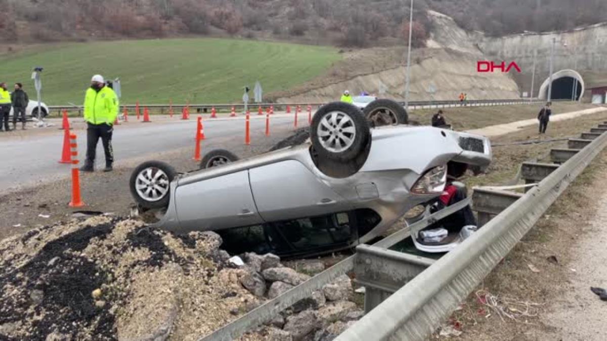TAKLA ATAN OTOMOBİLDEN YARALANMADAN ÇIKTILAR